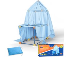 Fort Bouwpakket met 69 Onderdelen - Incl. Opbergzak & E-book - Constructiespeelgoed - Speeltent - Educatief Speelgoed - Bouwspeelgoed - Hut Bouwen