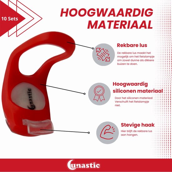 Fietslampjes LED 10 Sets (10 x Wit & 10 x Rood) Lunastic Fietsverlichting Inclusief Batterijen - Set van 20 x Fietslampjes - Fietslamp op Batterij van Merkloos — afbeelding 4