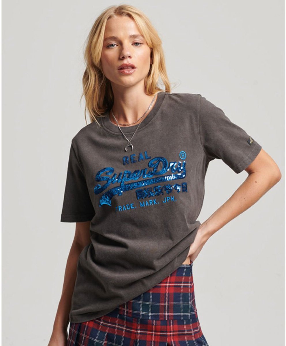 Superdry Versierd Vintage Logo T-shirt Dames T-shirts Zwart