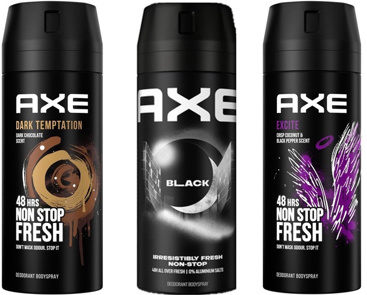 Axe Deodorant Spray MIX - Exite - Dark Temptation - Black