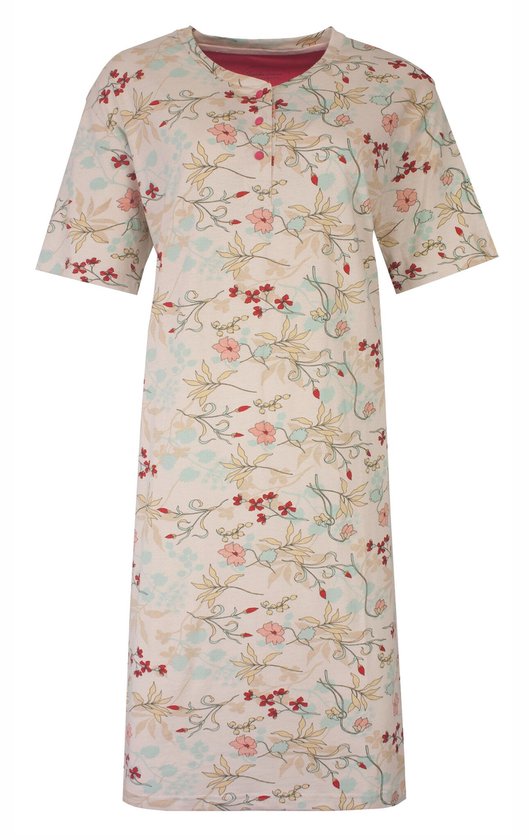 Chemise de nuit femme Tenderness - Motif botanique - Beige - Taille M