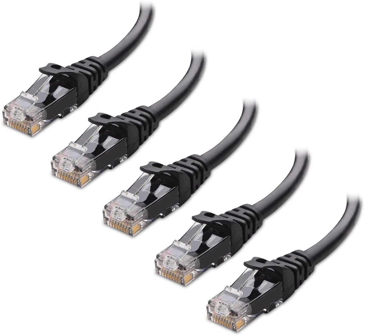 10 Gbps 5-pack Cat 6 Ethernet-kabel - 1 m, Cat 6-kabel, Cat 6-draads Ethernet-kabel, zwart