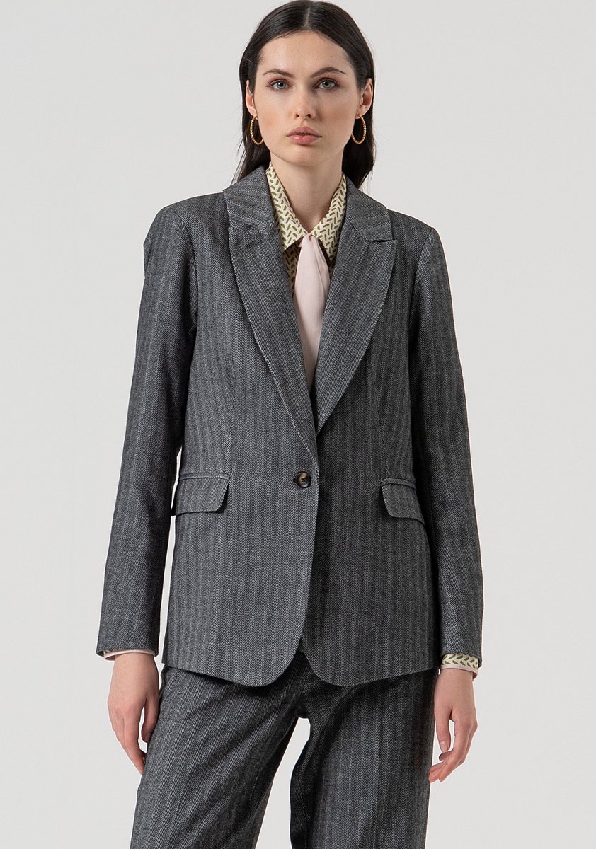 Fracomina - Blazer - Grijs - M (38)