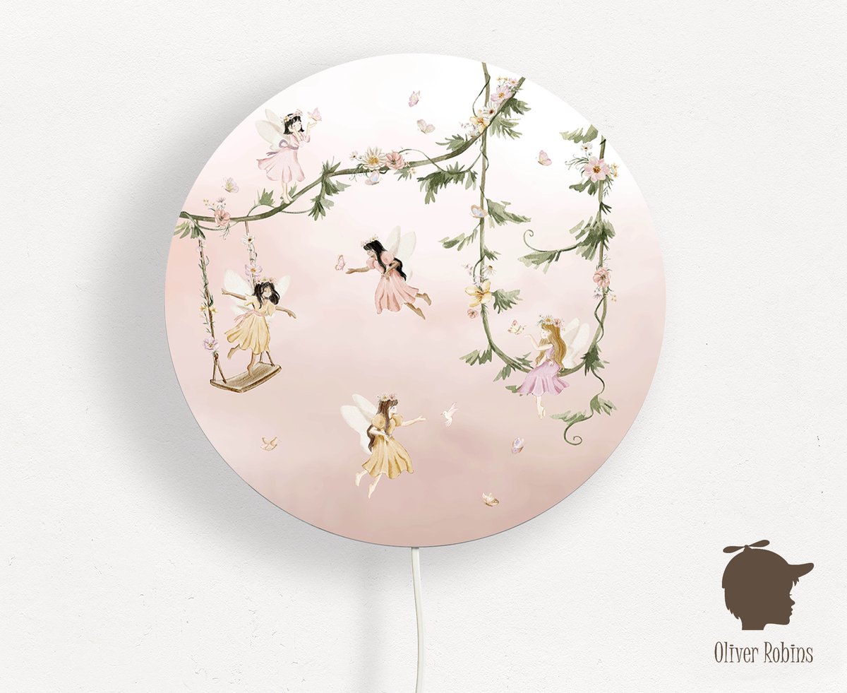Wandlamp rond Dream flight Oliver Robins-sfeerverlichting-kinderkamer-elfjes-babykamer-wandverlichting