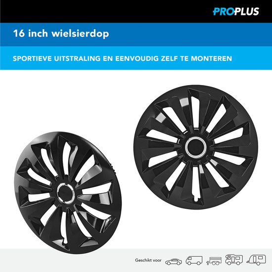 LOSSE wieldop GRIP B zwart met chroom ring 16 inch