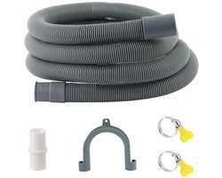 EXCITAT Wasmachine slang - Wasmachine afvoerslang verlengstuk - met afvoeraansluiting en 2 clips - Geschikt voor wasmachines, vaatwassers en drogers - 1m