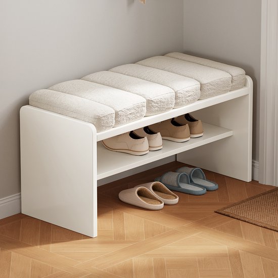 Guyii Choenbanken sont-Banc à chaussures avec rangement, entrée assise armoire à chaussures siège rembourré doux, 87cm Longueur tabouret d'entrée pour chambre à coucher couloir salon