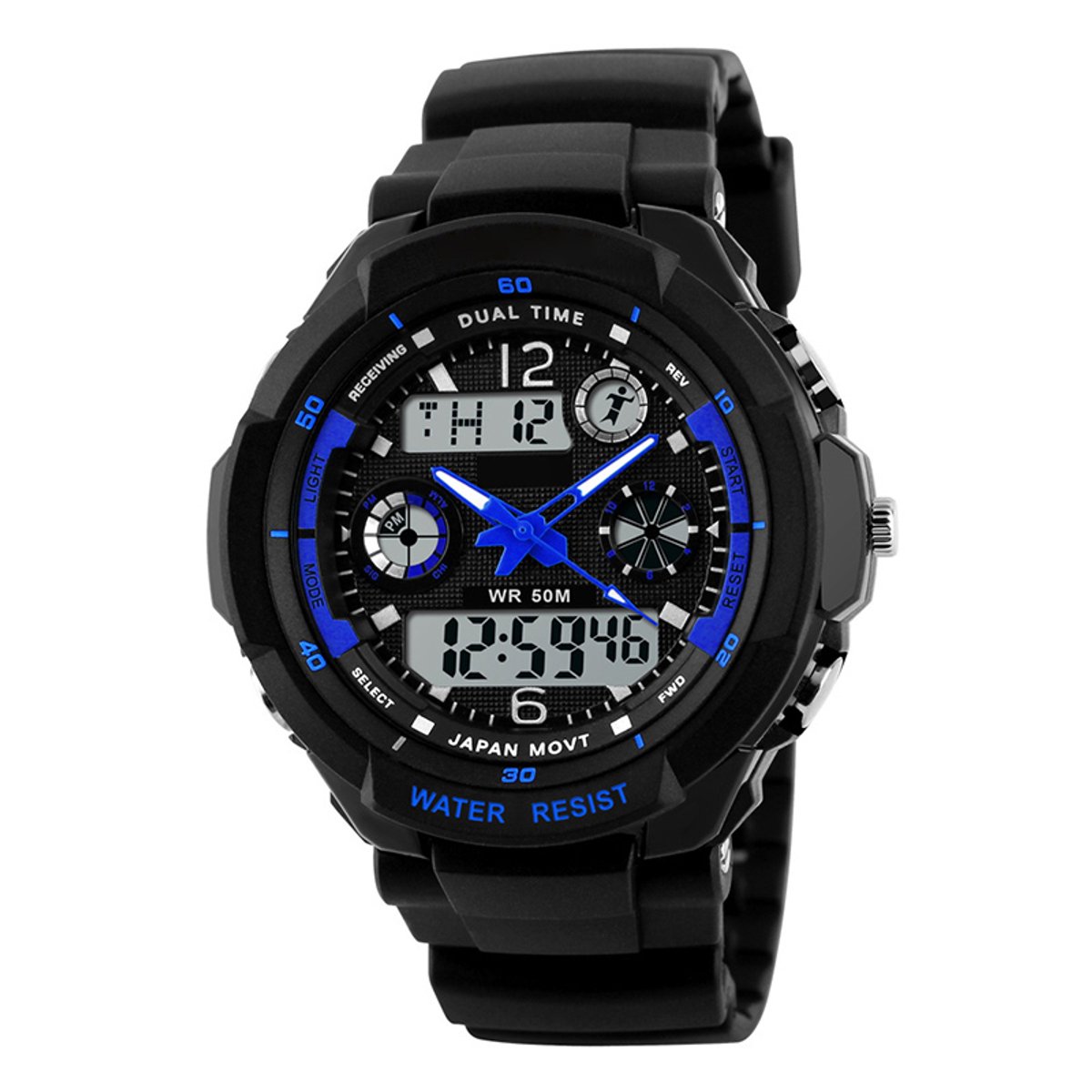 Kinderhorloge - Horloge Jongens - Analoog Digitaal - Chronograaf - Blauw
