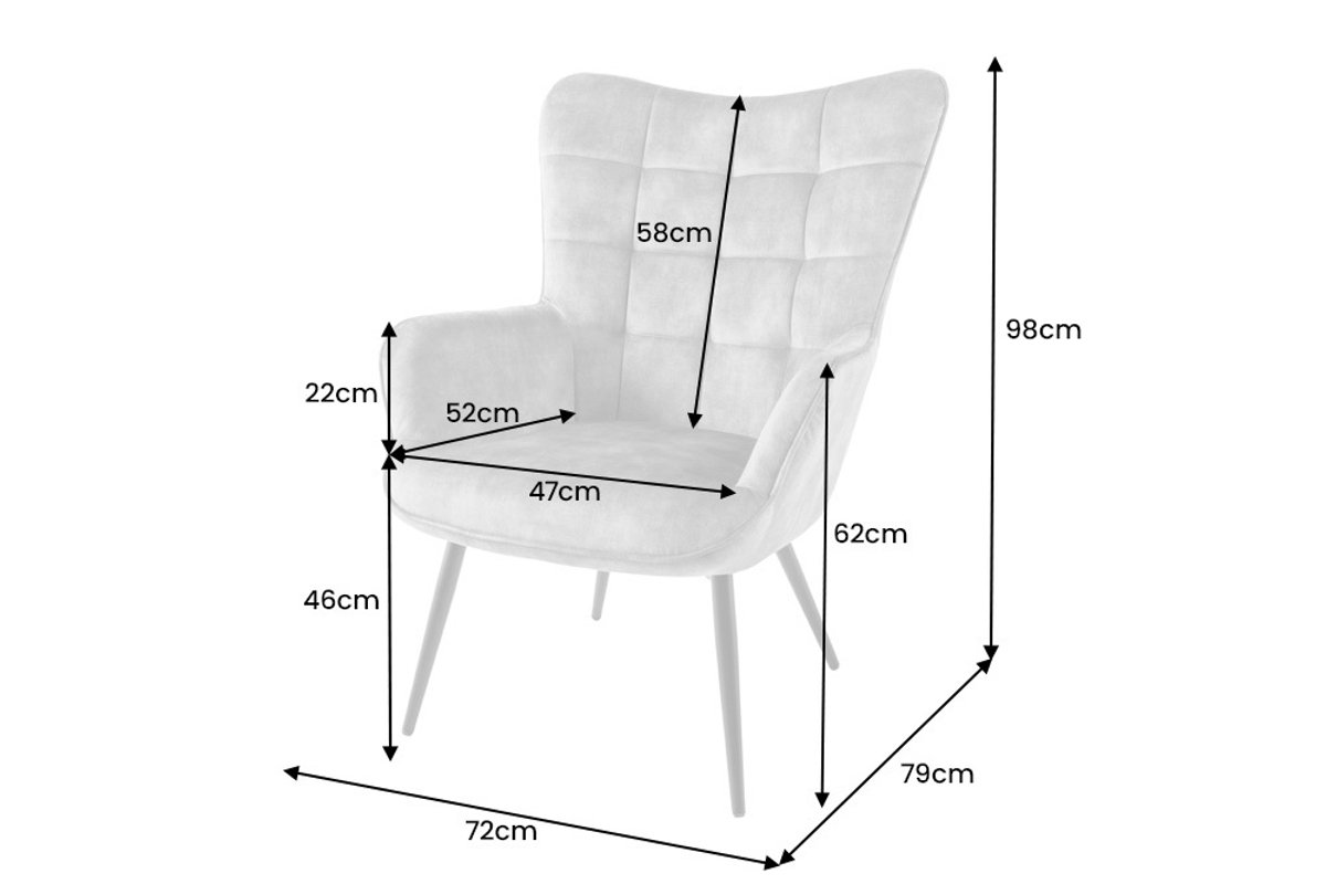 Invicta Interior Moderne fauteuil SCANDINAVIA grijze structuurstof massief houten poten met armleuningen - 44023 Zie omschrijving