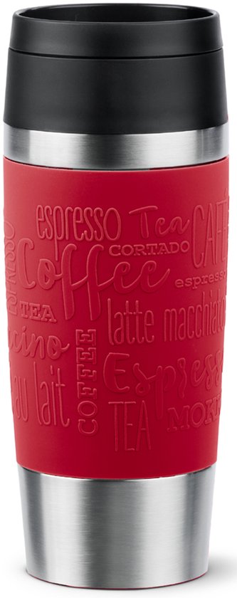 EMSA Travel Mug Classic N2020400 gobelet de voyage 360 ml Zwart, Rood, Acier inoxydable Acier inoxydable