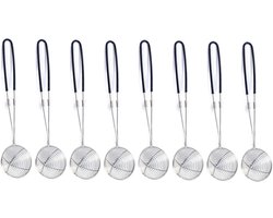 8 Stuks - Fondue netjes - Fonduenetjes - Fonduenet - Fonduenetten - Fondue Zeef - Roestvrij staal - Ø6.5 cm - Zwart