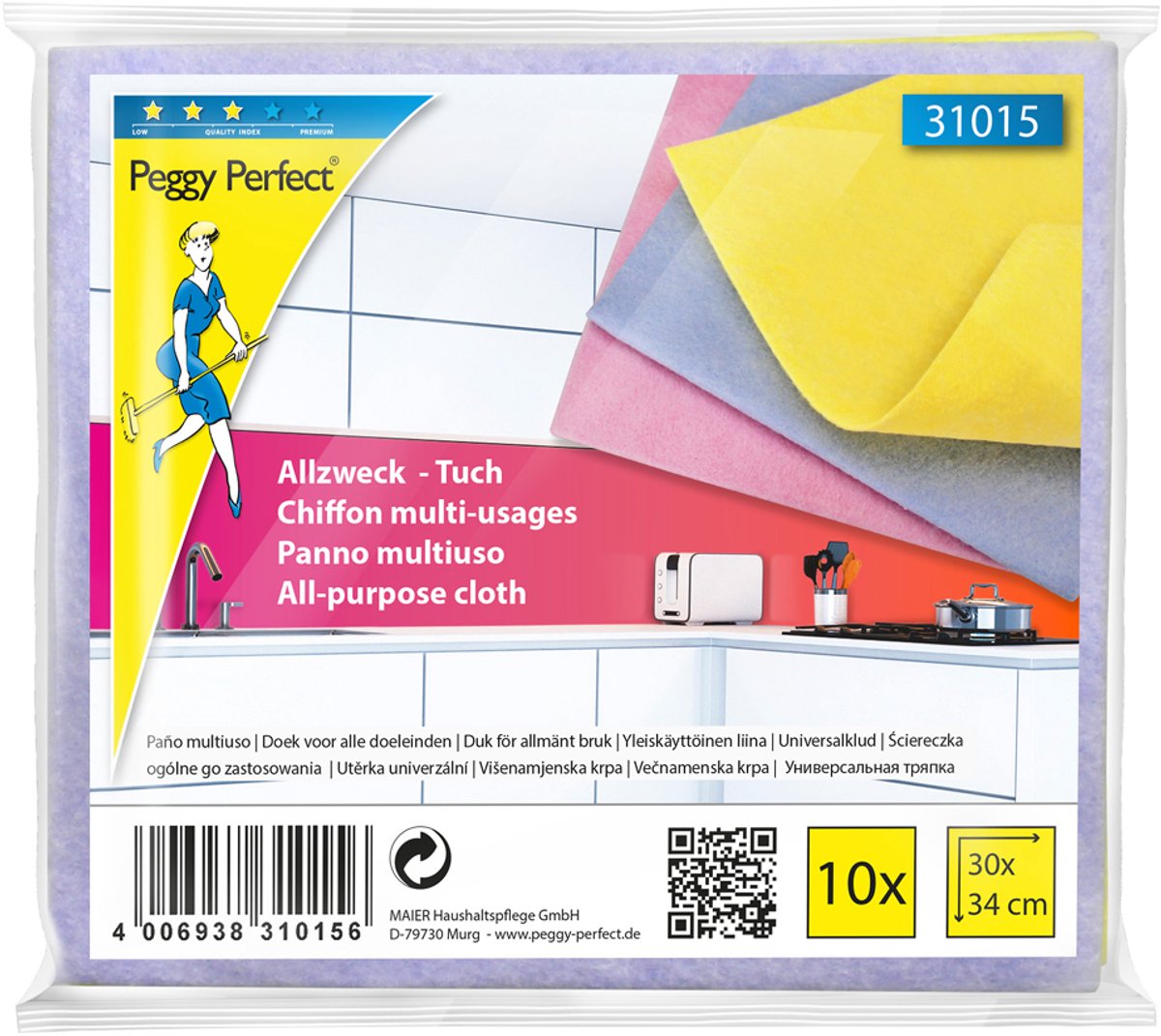 Peggy Perfect Vlies-multifunctionele doek, 10 in een pak
