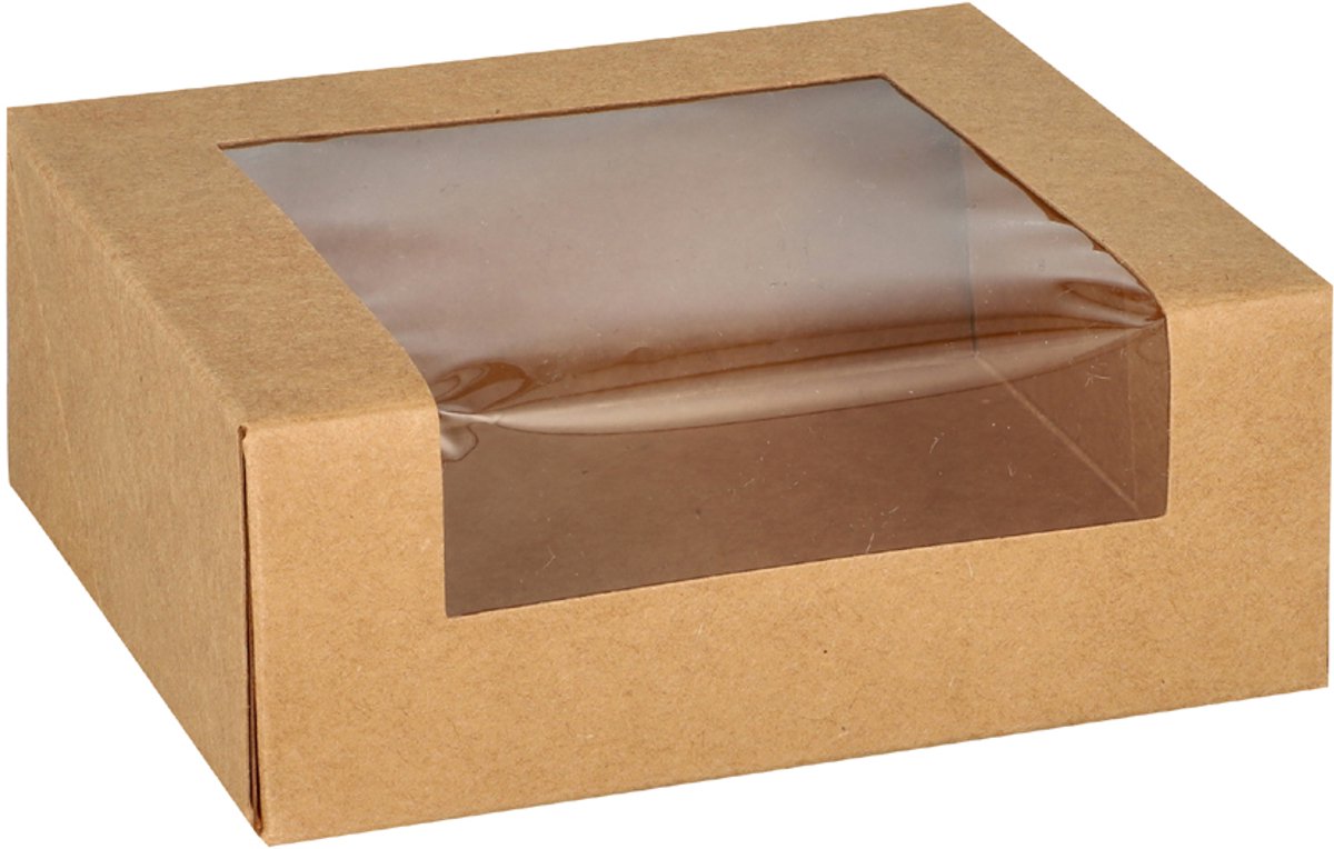 Image of 25 Sushi schalen, karton hoekig 4,5 cm x 12 cm x 10 cm bruin