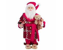Goodwill - Kerstman-Kerstpop Santa Claus Teddybeer - Rood-Wit - H 46 Cm