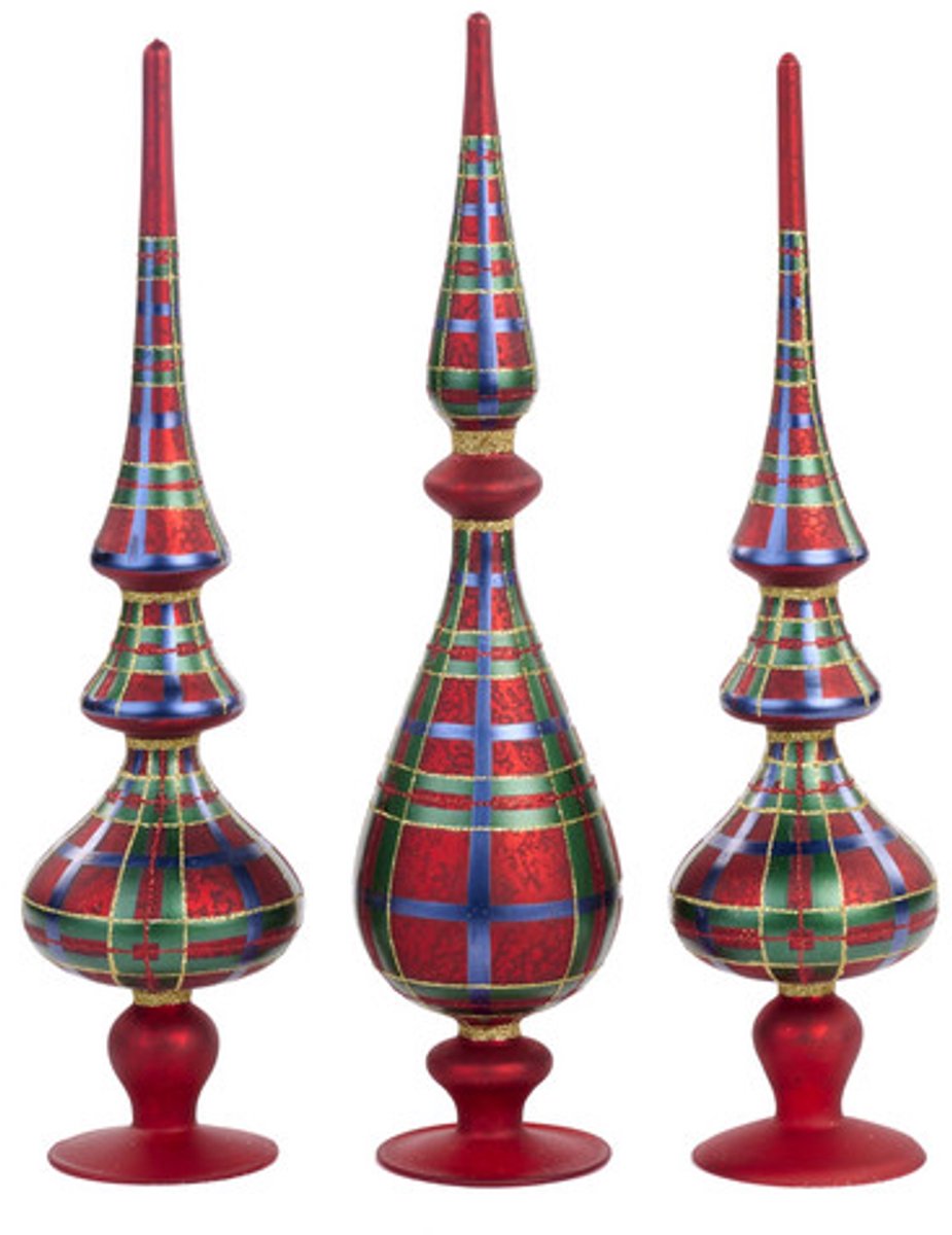 Goodwill Kerstboom Glas Goud-Rood H 41 cm Voordeelaanbod Set van 3 Stuks