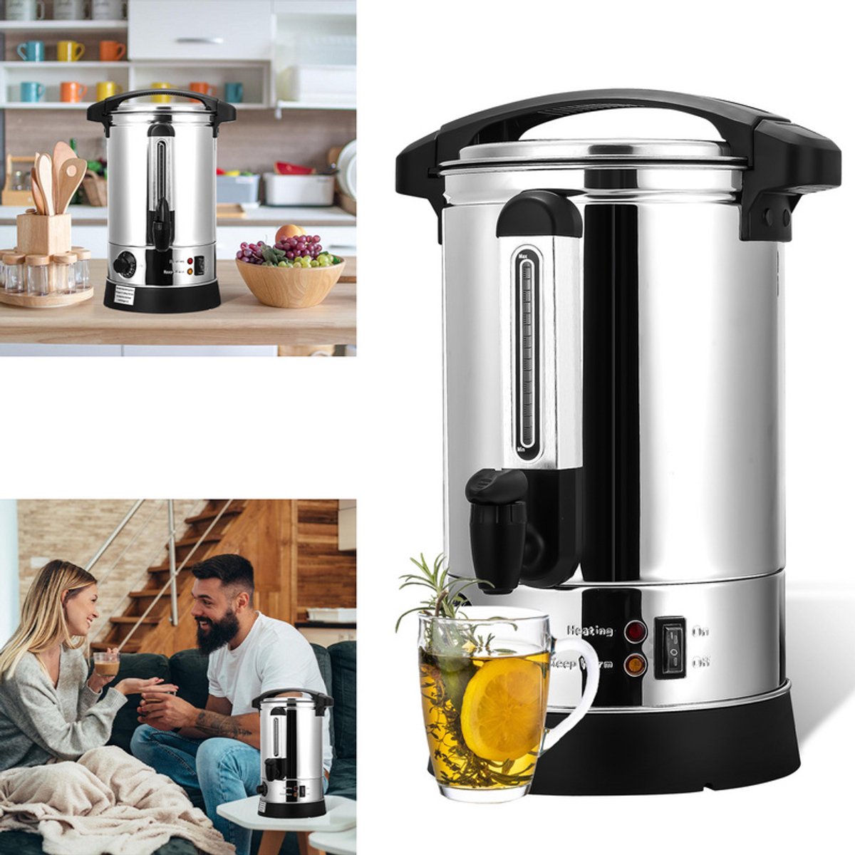 Glühweinketel - Inmaakketel - 8L Temperatuurinstelling 30-110°C Tapkraan - RVS - 1500W