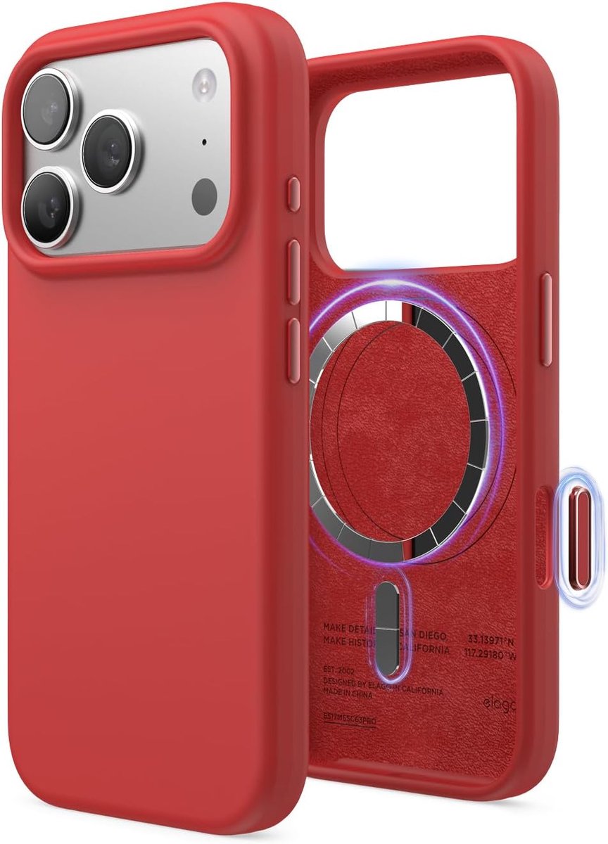 Zandarix Geschikt voor Apple iPhone 17 Pro - Geschikt voor Mag - Premium Vloeibaar Siliconen Materiaal - Schokbestending - Slank - Back Cover Hoesje - Rood