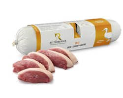 Ritzenberger 100% Eend gestoomde worst. 24 x 400 gram (doos 12 rollen, 9,6 kilo totaal)