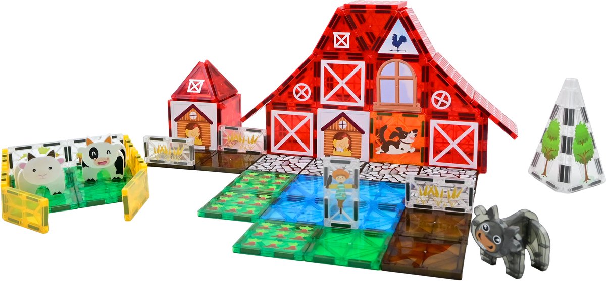 Magna Minds - Magnetic Tiles - Magnetisch Speelgoed - Boerderij - Constructie speelgoed - Magnetische tegels - Montessori speelgoed - Magnetic toys - Magnetische bouwstenen - Speelgoed Kinderen — afbeelding 12