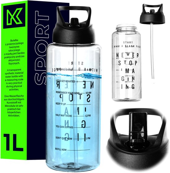 KADAX Tritan Sport 1L fles 34078 zwart <12> K1 — afbeelding 5