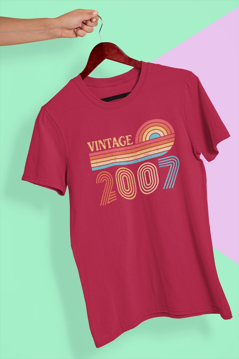 2007 Jaar Rood T-shirt Heren - Maat S - Retro Vintange - Verjaardag Cadeau Mannen - Limited Edition