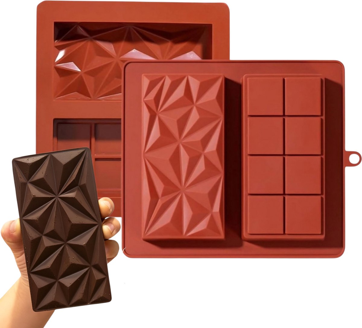 Bol.com Siliconen chocolade bakvorm - Diepe chocolade mal - 2 holtes - Gevulde chocoladerepen - Eiwitrepen - Dubai reep aanbieding