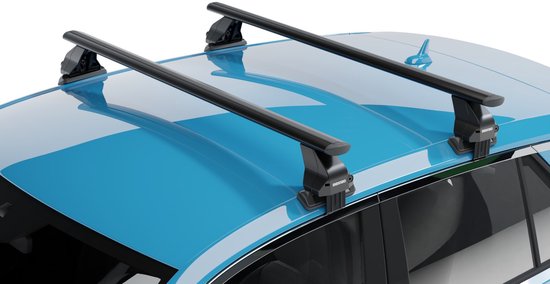 Barres de toit compatibles avec Peugeot 408 III 2022-présent 5-portes berline Menabo Omega Plus noir