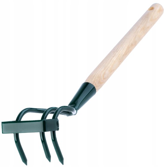 KADAX bebouwer, wiedegbouwer met 3 tanden, onkruidhaak, kleine bloemklauw met steel, tuinaccessoires van metaal, tuinhak voor het losmaken van de grond, cultivator voor tuin, onkruid (met houten — afbeelding 2