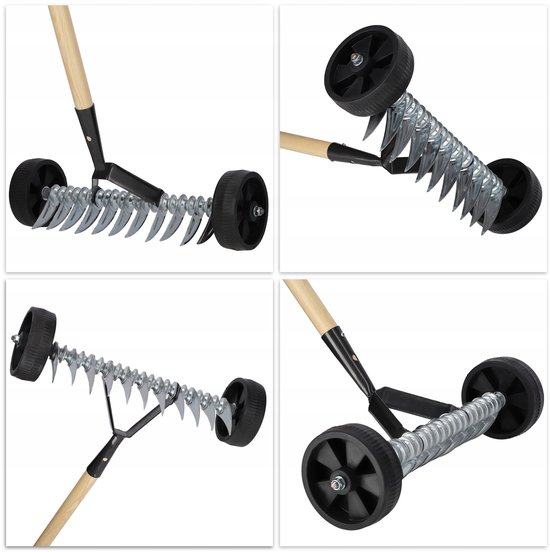KADAX bebouwer met wielen, cultivator met stalen kop, tuinklauw voor gazon, handmatige verticuteermachine, gazonbeluchter, verticuteermachine (met steel) van KADAX — afbeelding 3