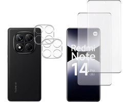 Screenprotector geschikt voor Xiaomi Redmi Note 14 Pro 5G - 2 stuks Beschermglas van glas Transparante glazen schermbeschermfolie + 2 stuks Camera Protector