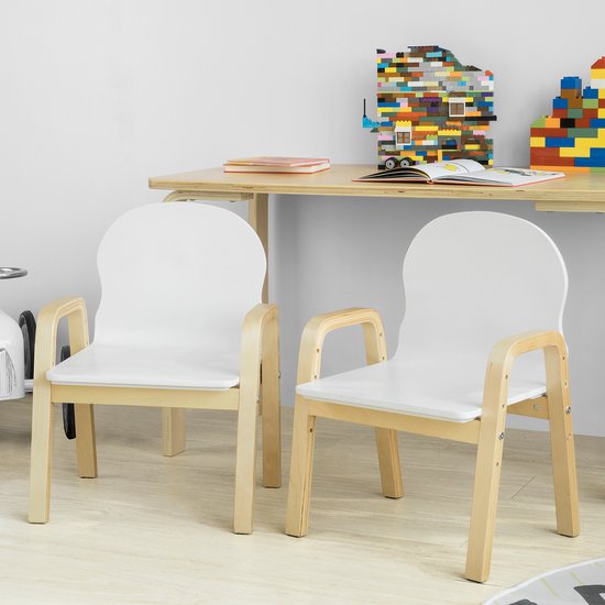 SoBuy KMB24-Wx2 Kinderstoel - Witte Houten Kinderstoel Verstelbaar van SoBuy — afbeelding 4