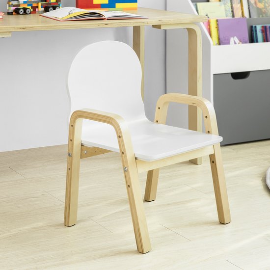 SoBuy KMB24-Wx2 Kinderstoel - Witte Houten Kinderstoel Verstelbaar van SoBuy — afbeelding 5