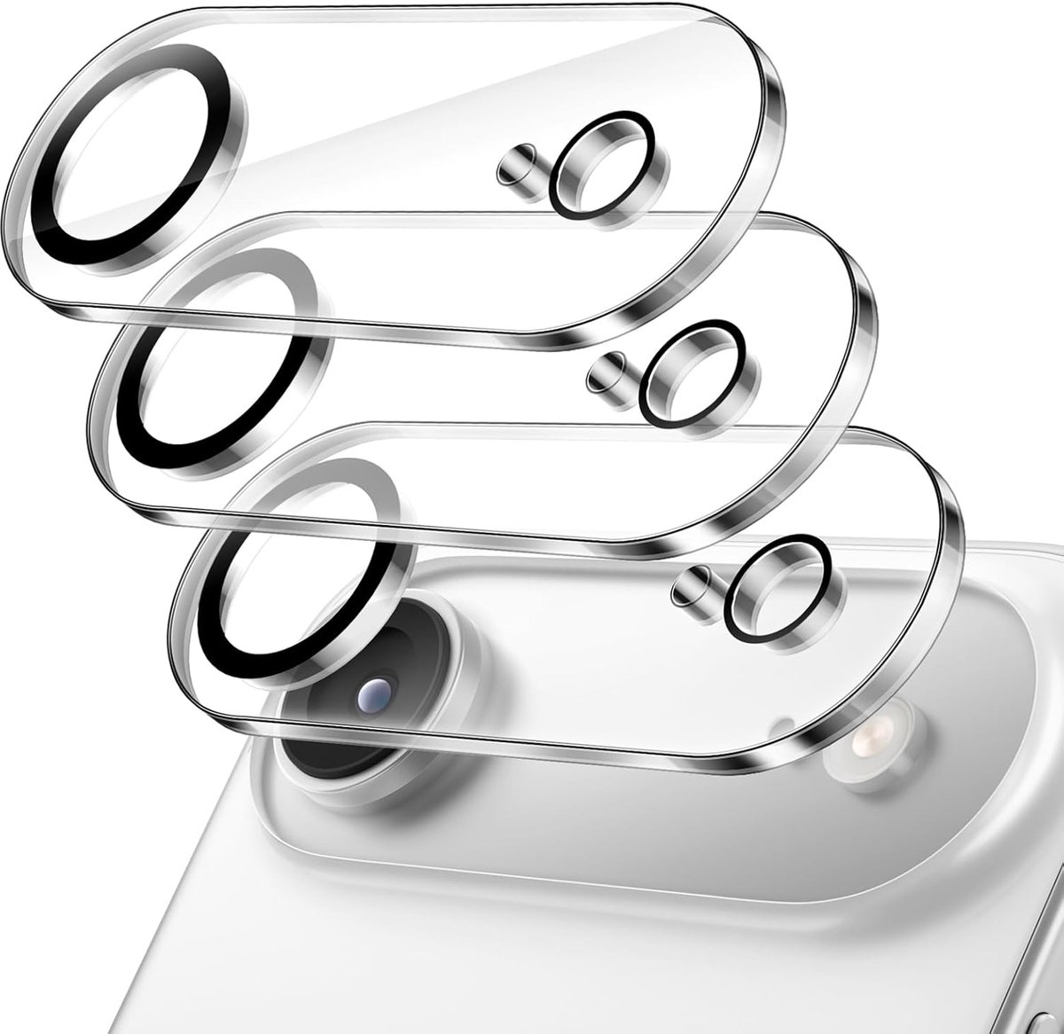 Zandarix Geschikt voor Apple iPhone 17 Air - 3 Stuks Camera Lens Beschermer - 9H Gehard Glas - Krasbestendig - Geen Invloed op Nachtopnamen