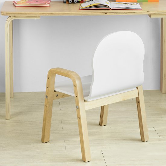 SoBuy KMB24-Wx2 Kinderstoel - Witte Houten Kinderstoel Verstelbaar van SoBuy — afbeelding 3