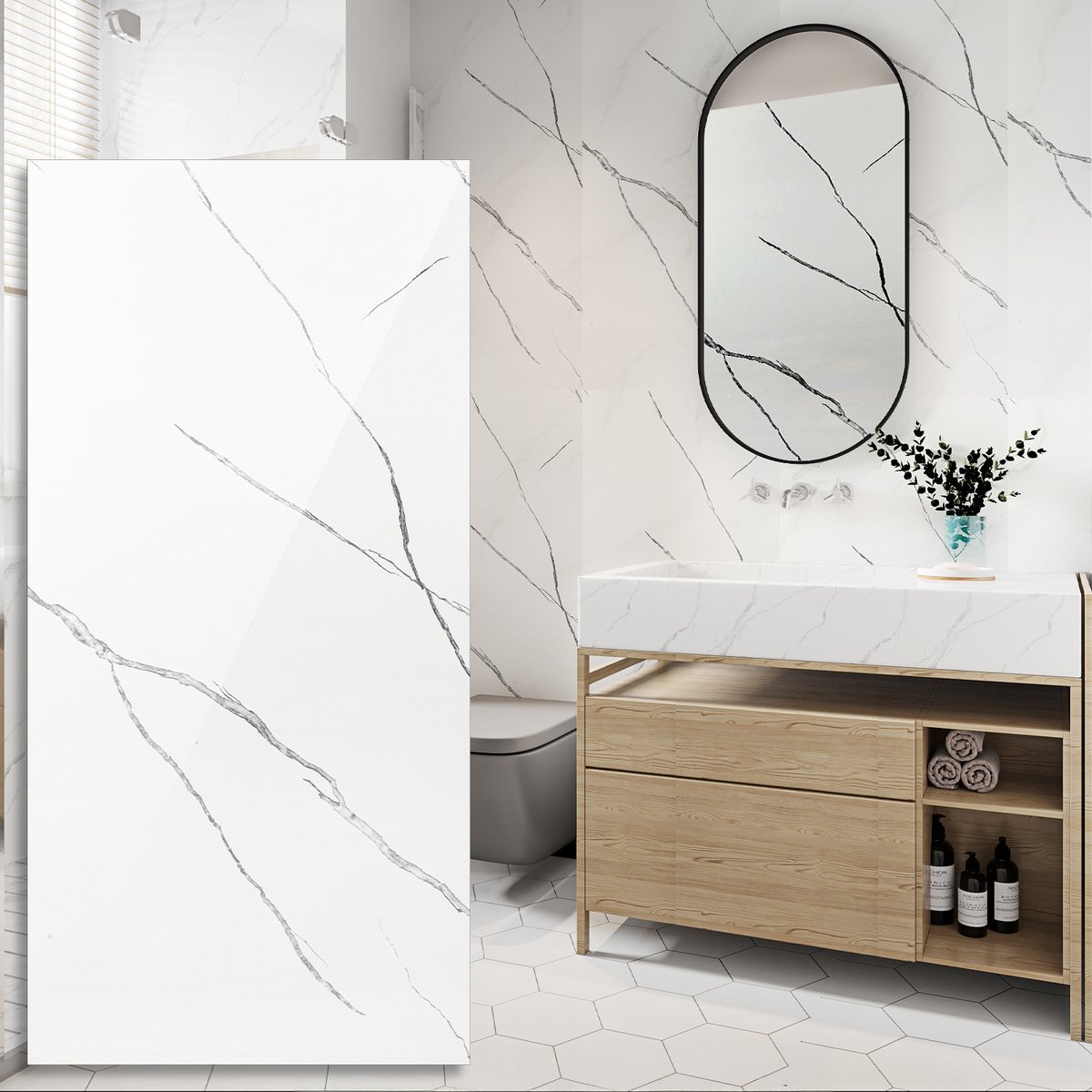 4 Stuks 60x120cm PVC wandpaneel - Marmer plaat - Badkamer paneel - Marmerlook - Renovatiep