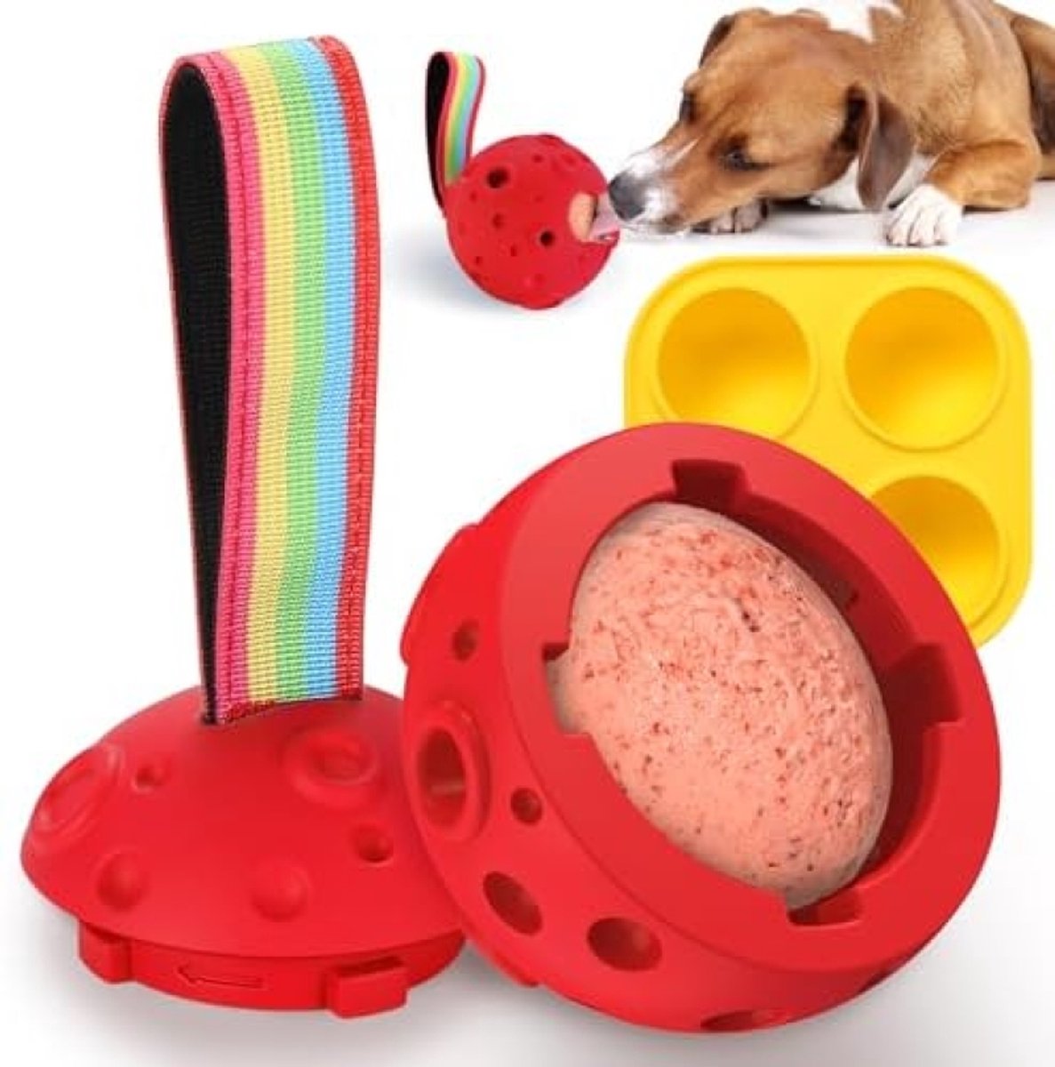 PolkaHome Interactieve Honden Snackbal – Verkoelend Kauwspeelgoed met Vulbare Functie PolkaHome Interactieve Honden Snackbal – Verkoelend Kauwspeelgoed met Vulbare Functie