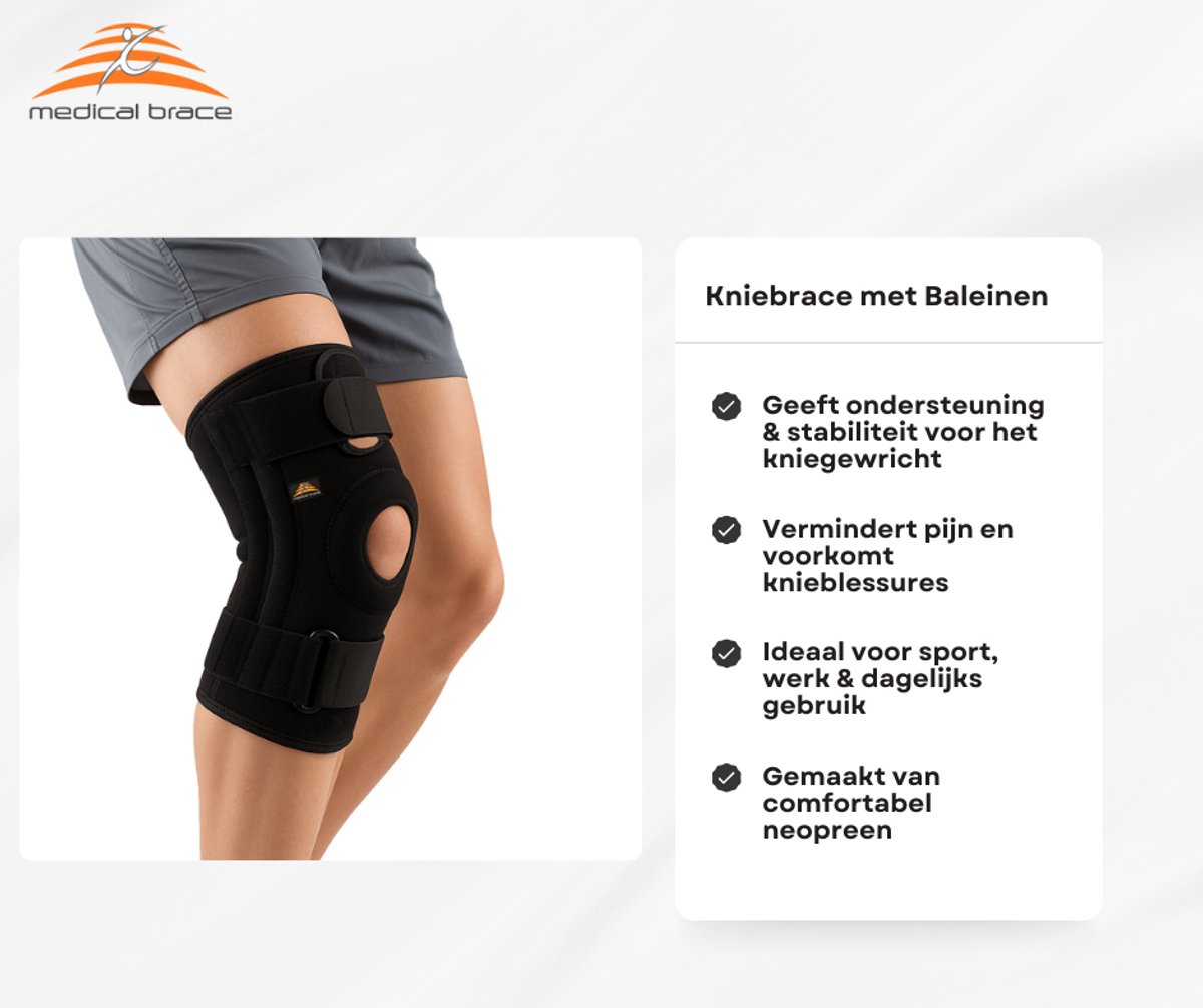 MB Medical Braces Neopreen met baleinen patella luxatie ligament letsel - vocht in knie — afbeelding 2