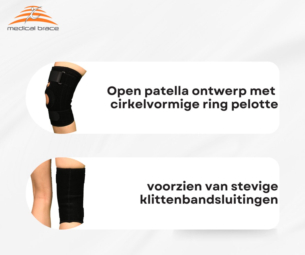 Kniebrace Medical Brace Neopreen met baleinen knie omvang 26 - 32cm - patella luxatie ligament letsel - vocht in knie — afbeelding 3