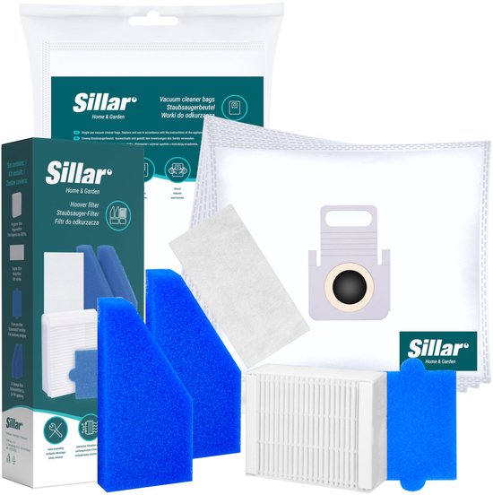 Sillar, accessoireset voor stofzuiger, 5 stofzuigerzakken, synthetisch + 5 stofzuigerfilter, wasbaar, HEPA, sponzenfilters, geschiktvoor de Thomas Aqua+ Pet & Family, Perfect Air, Twin, vervanging EA 787241.787276.787203