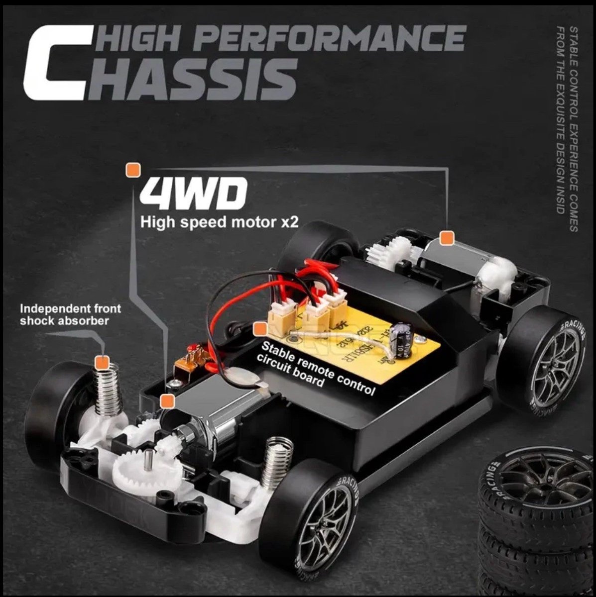 Jojoy - RC Auto Drift - RC Car - Bestuurbare Auto - Race Auto met LED und Accessoires - 20km/uur 1:24 Afstandsbediening Driftauto - DRIFTOR — afbeelding 4