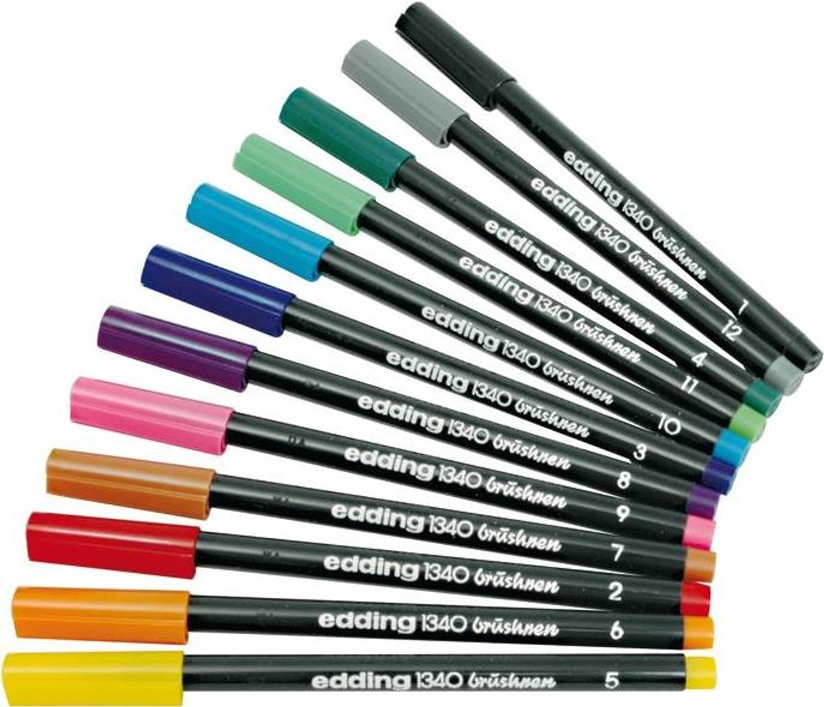 edding 1340 brushpennen set - 10 verschillende kleuren - penceelachtige punt - geschikt voor o.a. handlettering en zendoodle — afbeelding 9