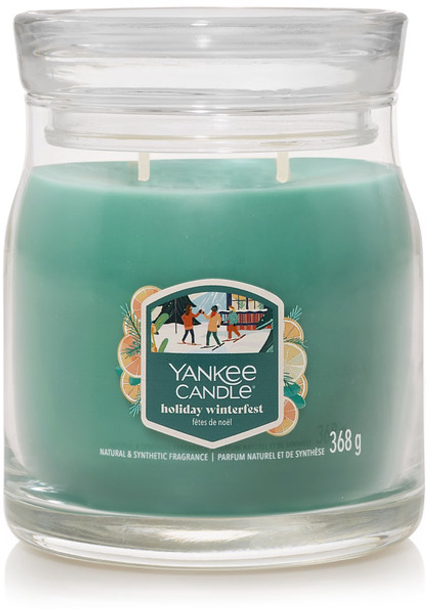 Yankee Candle Holiday Winterfest Medium Jar Geurkaars - 50 branduren - twee lonten Groen