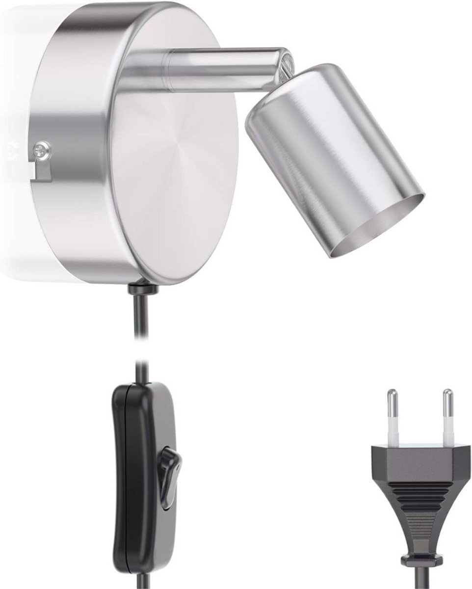 DailySupplies® Wandlamp Binnen met Snoer - Wandlamp met Stekker voor Binnen - met Dimbare Schakelaar - Industrieel en Vintage - Slaapkamer Bedlampje