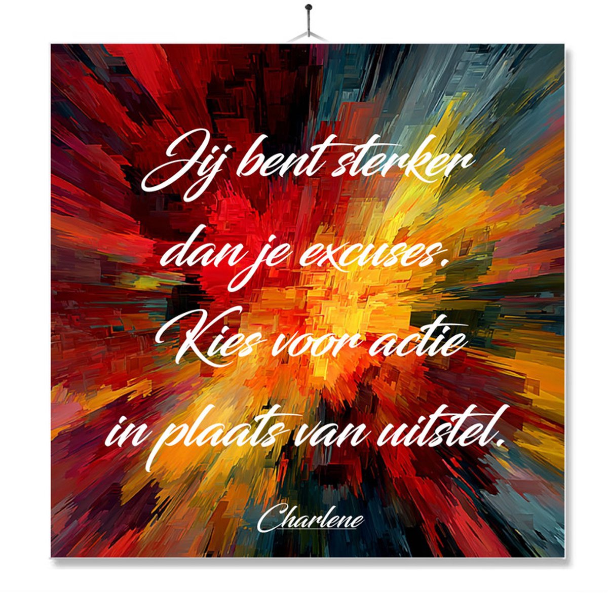 Tegel Met Opdruk | Jij Bent Sterker | Cadeau | Inclusief Geschenkdoos | Standaard | Ophangsysteem
