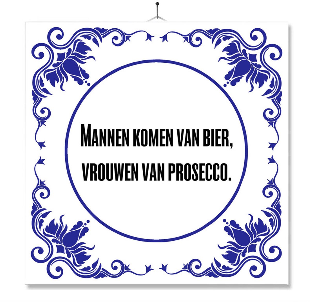 Tegel Met Opdruk | Mannen Komen Van Bier | Cadeau | Inclusief Geschenkdoos | Standaard | Ophangsysteem