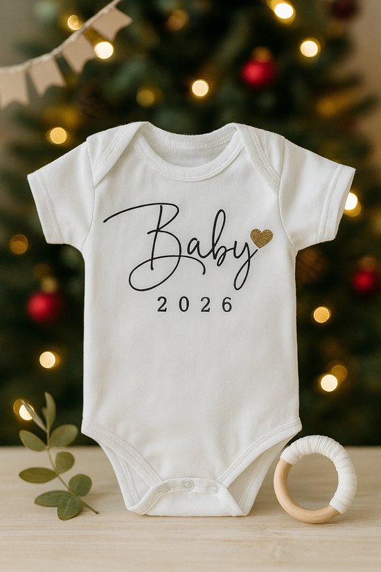 LuukyBB - Baby Rompertje 2026 - Wit Goud - Aankondiging Zwangerschap Bekendmaking Zwangerschapsaankondiging - 3 Maanden Maat 62 - Jullie Worden Opa en Oma - In Verwachting Cadeau - In Verwachting Aanstaande Mama Papa - Oom Tante - Pregnancy Announce
