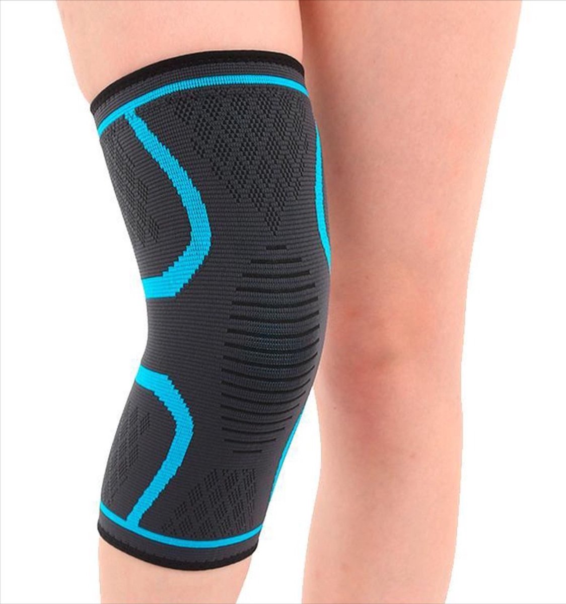 Jonyx - Kniebrace - Knieband - Compressie - Bandage - Knee sleeve - Tegen blessures - Elastisch - Grijs/blauw - Maat L