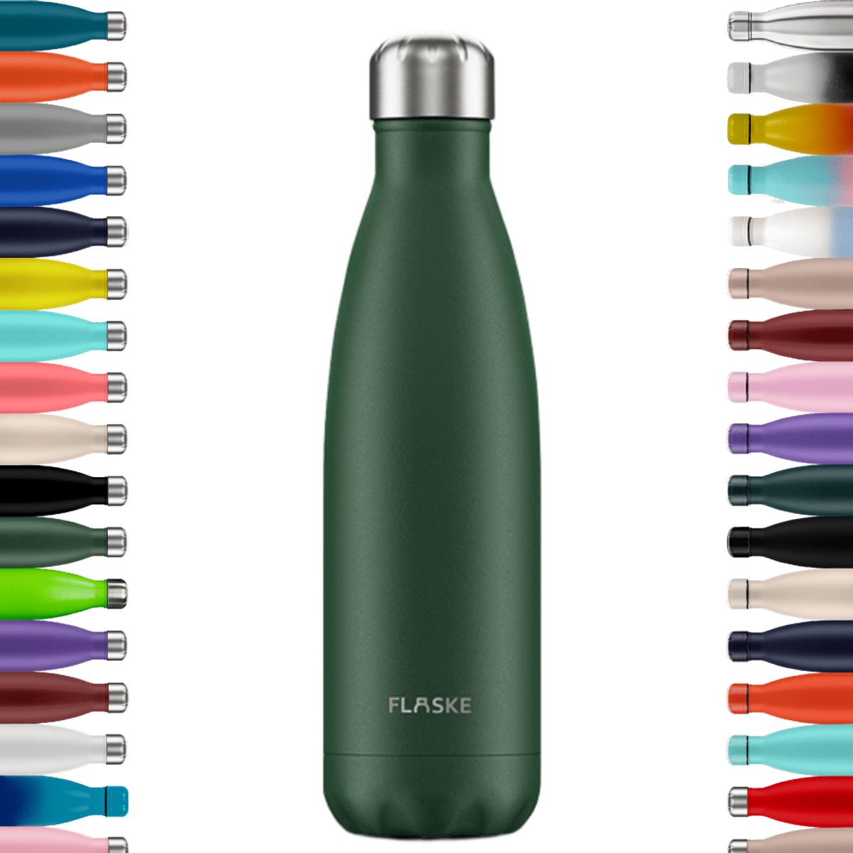 FLASKE Original 500ML - Moss - RVS Drinkfles van 500ML - Geschikt als waterfles, thermosfles en thermoskan