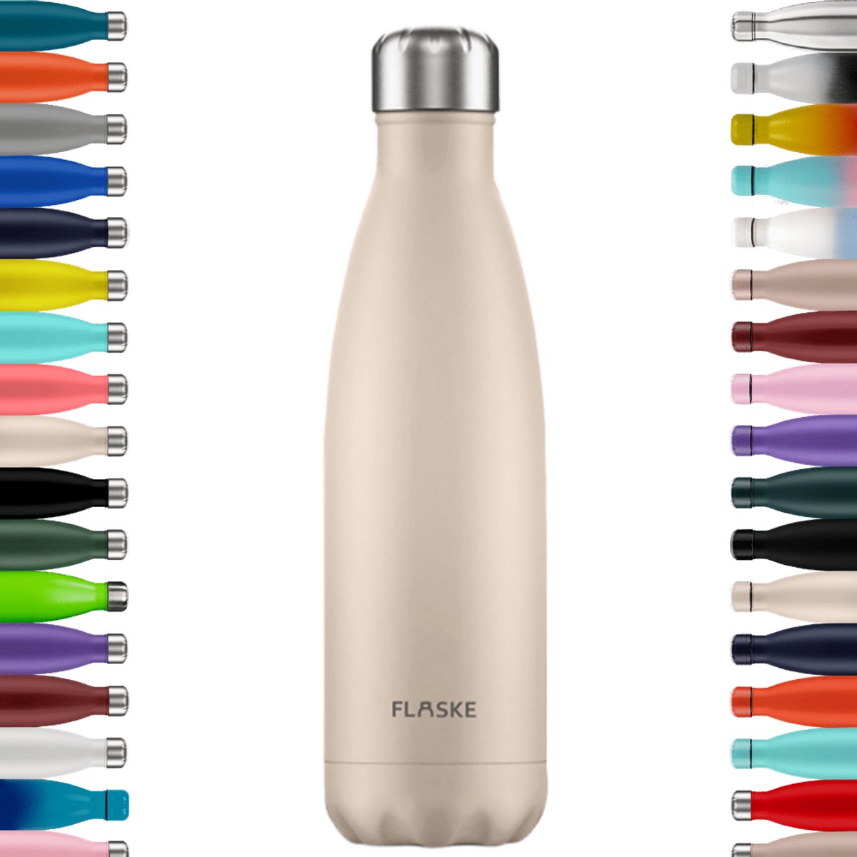 FLASKE Original 500ML - Pale - RVS Drinkfles van 500ML - Geschikt als waterfles, thermosfles en thermoskan