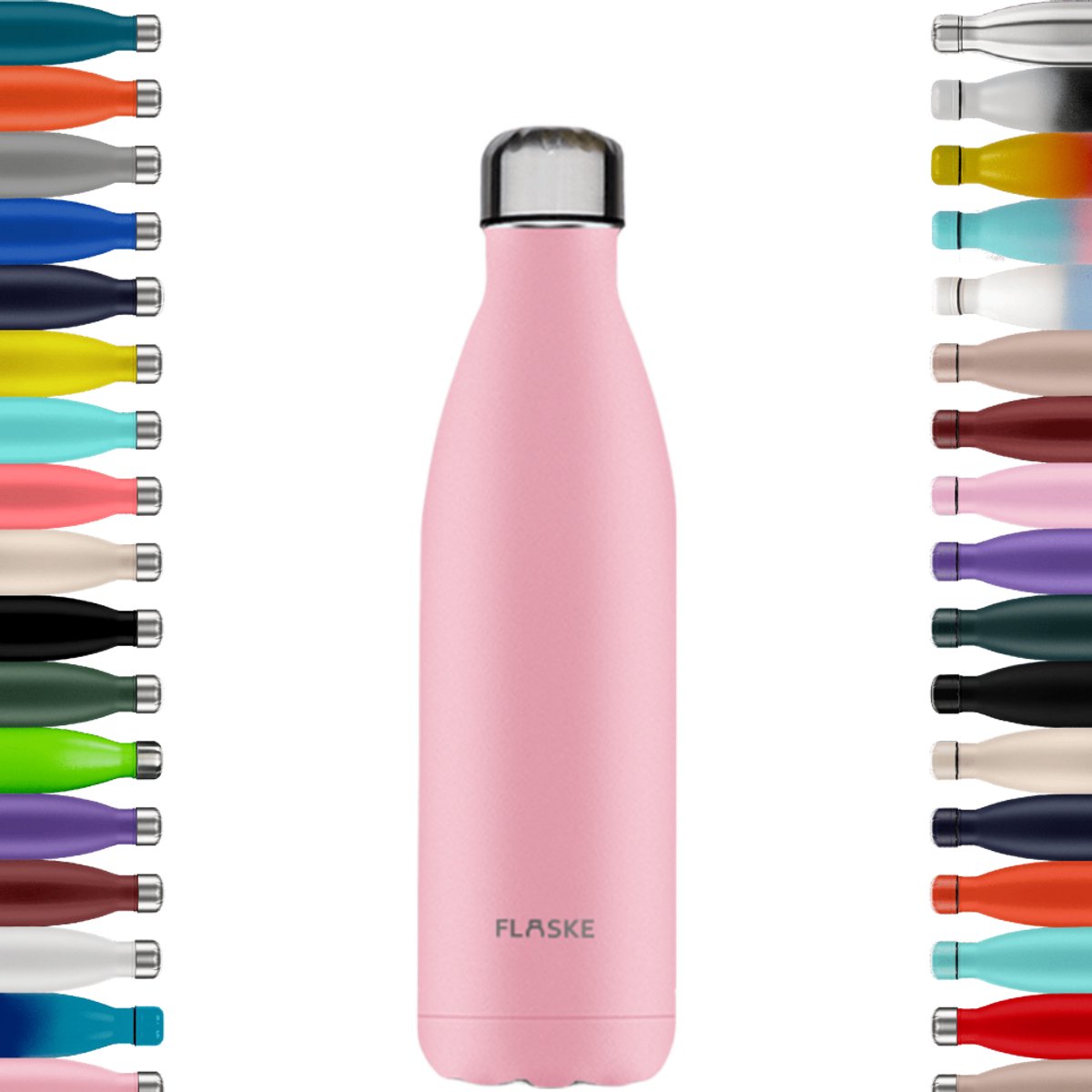 FLASKE Original 750ML RVS Flower - Waterfles & Thermosfles - Sportfles - Dubbelwandig Isolerend - 24u Koud & 12u Warm - Lekvrij - Roze